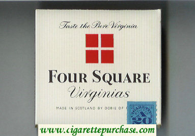 Four Square Virginias white and red cigarettes wide flat hard box